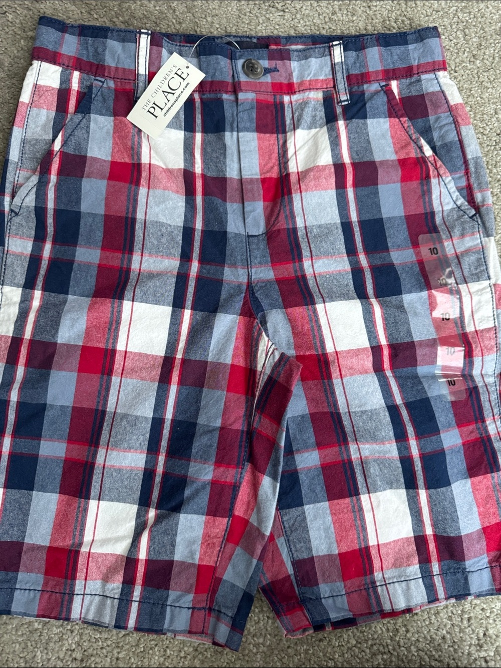 The Children's Place Red Navy Blue White Plaid Shorts